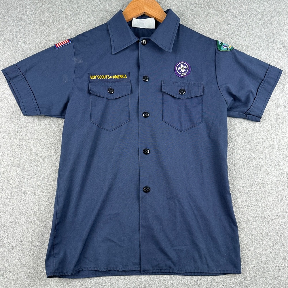 Boy Scouts of America Shirt Youth Medium Blue Short Sleeve BSA Official USA